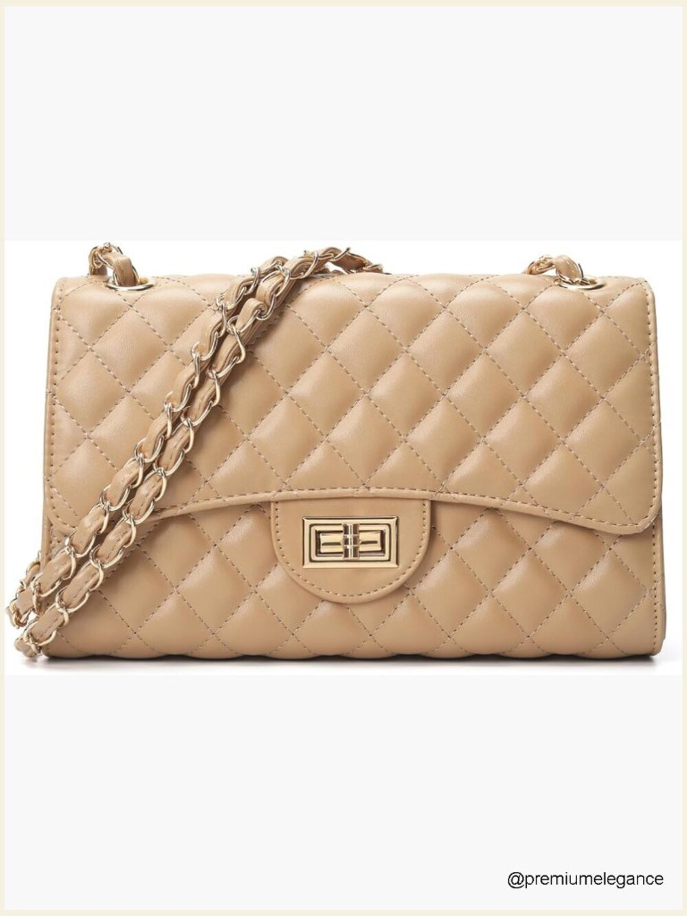 Quilted Leather Crossbody Bag Shoulder Purse Satchel Handbag with Chain Strap